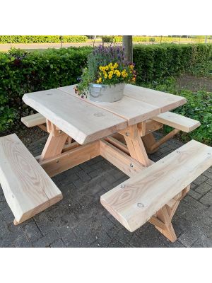 Robuuste Douglas Picknicktafel  - vierkant 200cm