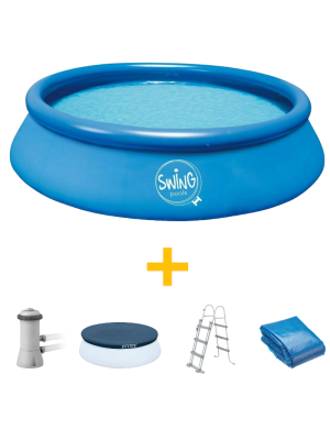 Swing Pool - Ø 457x122cm + filterpomp + solar cover + trap
